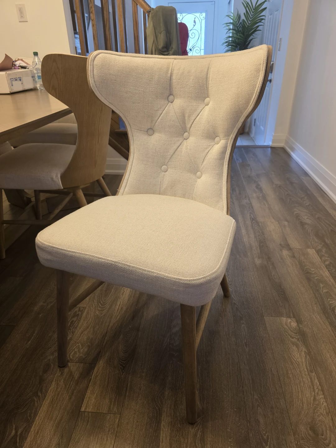 Tufted Wingback Dining Chair - Cream Linen