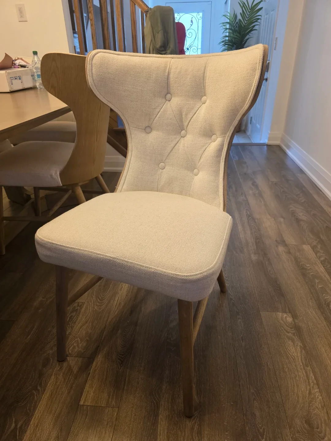 Tufted Wingback Dining Chair - Cream Linen