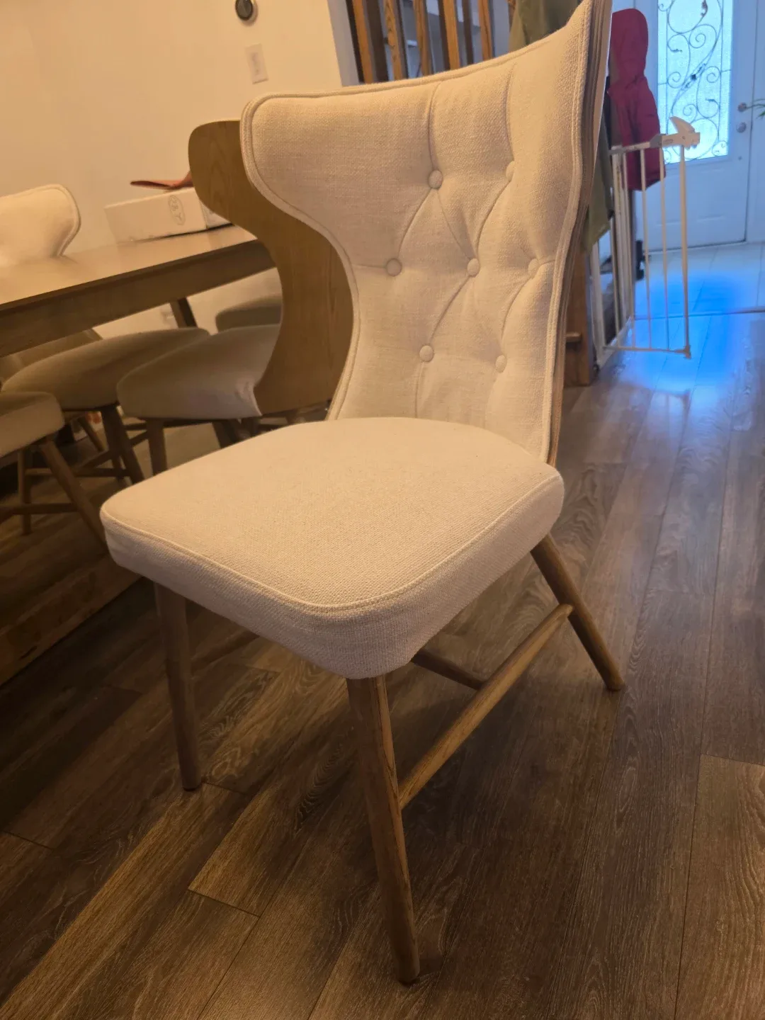 Tufted Wingback Dining Chair - Cream Linen - photo 2