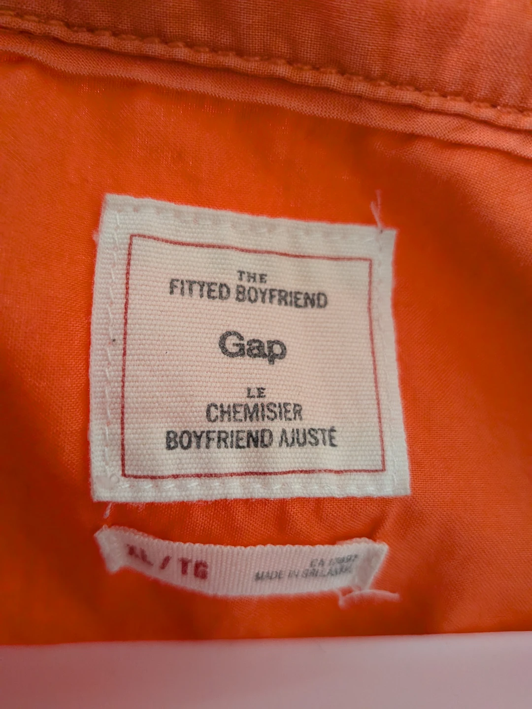 Gap The Fitted Boyfriend Shirt Orange XL