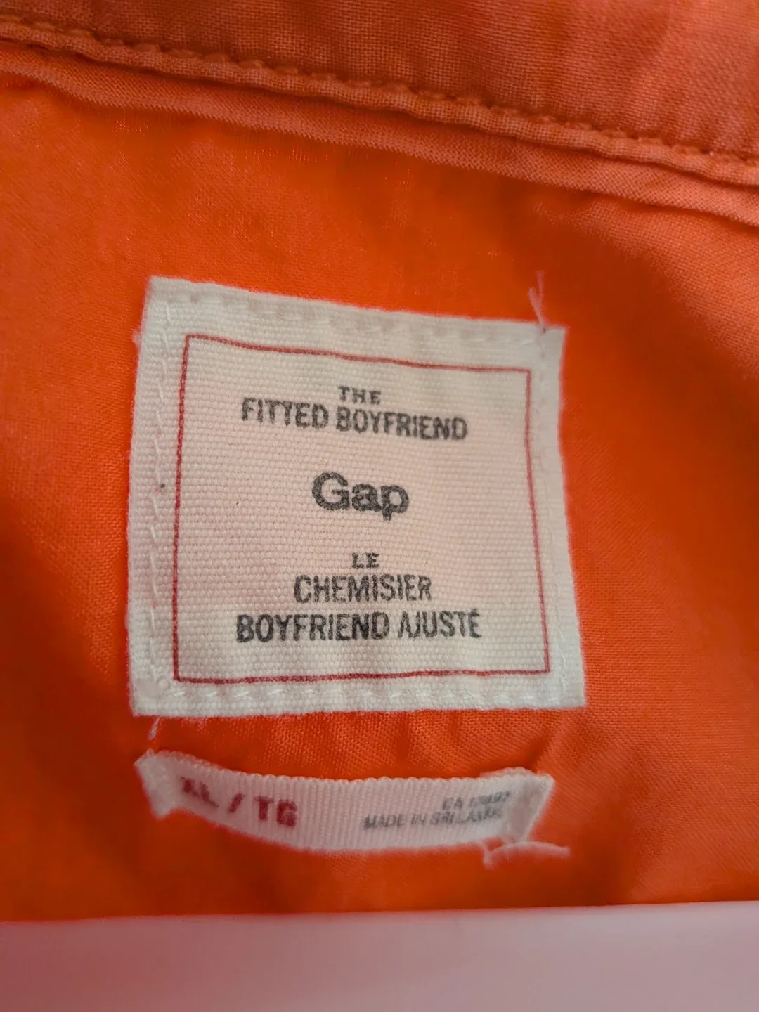 Gap The Fitted Boyfriend Shirt Orange XL