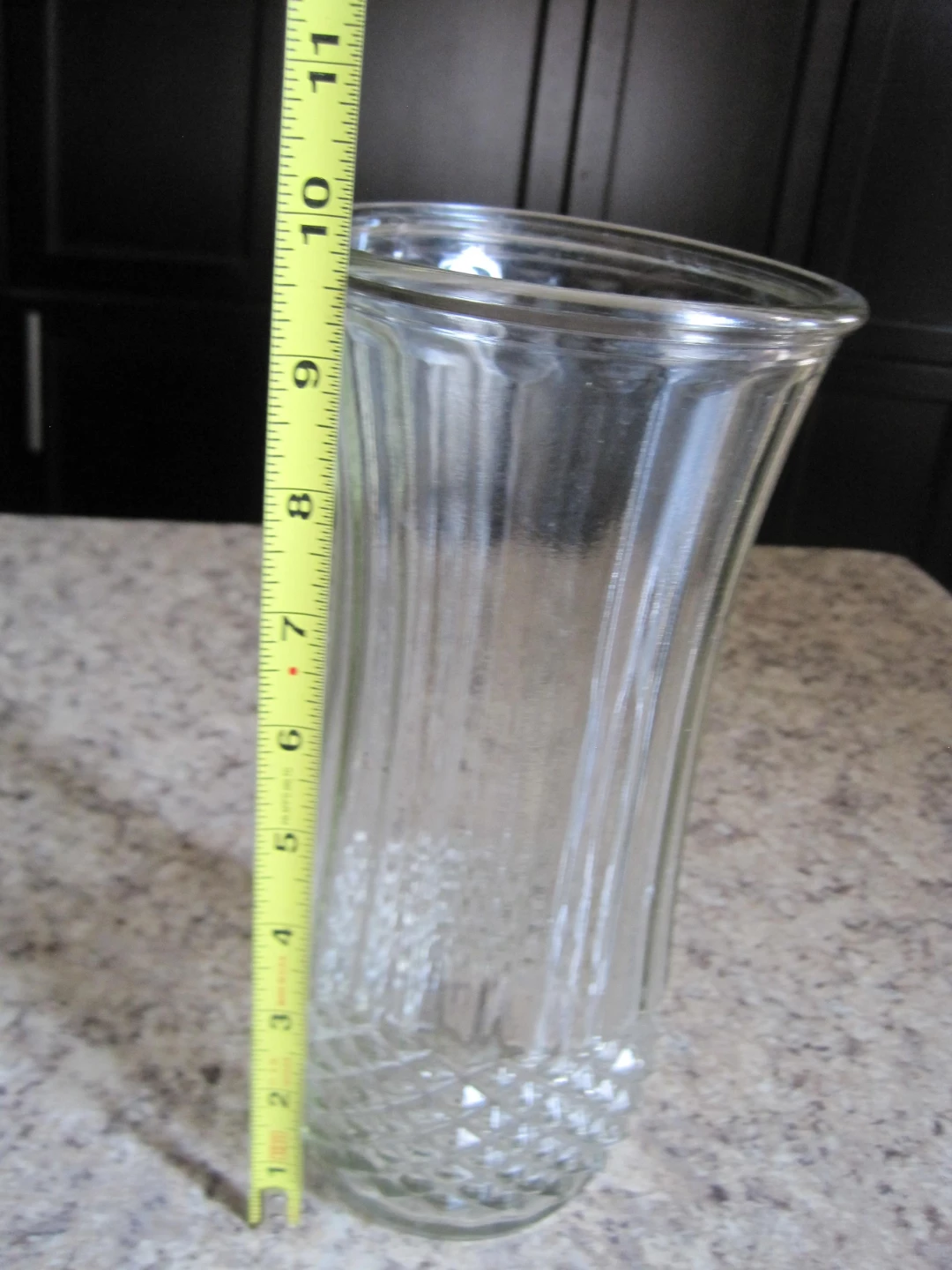Clear Glass Vase with Crystal Cut look. Pick up only.
