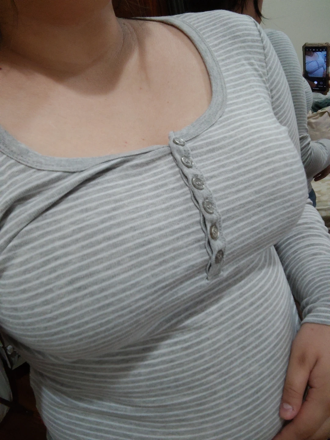 Grey and white long sleeve top - photo 4