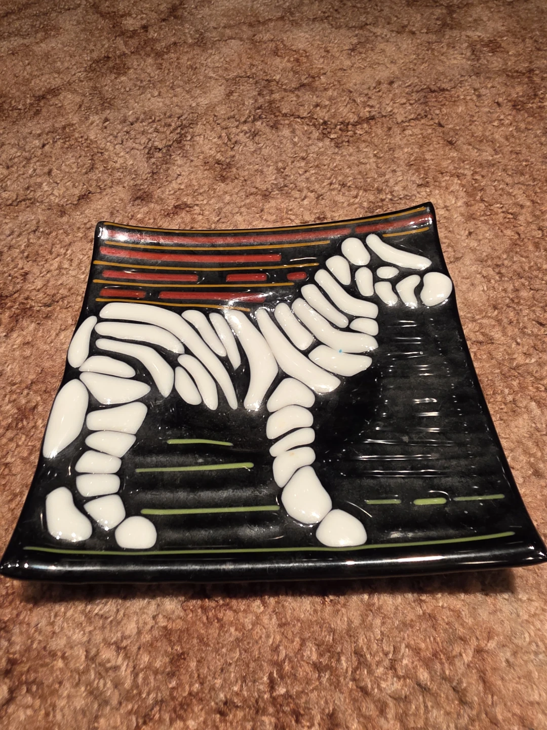 Glass Trinket Dish - White Animal Design