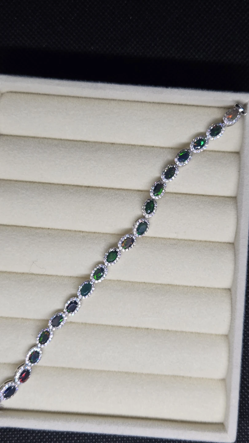 Sterling Silver Opal Bracelet with Matching Earrings - photo 3