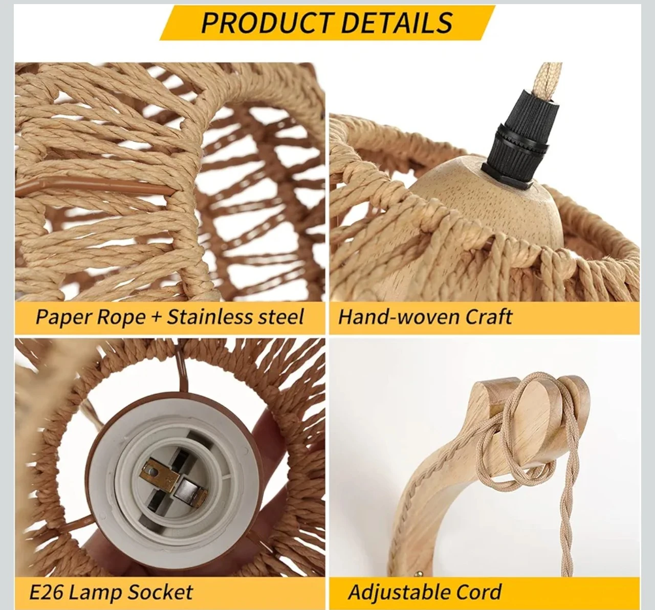 2 Woven Rope Plug-In Wall Sconce Light Fixture - photo 4
