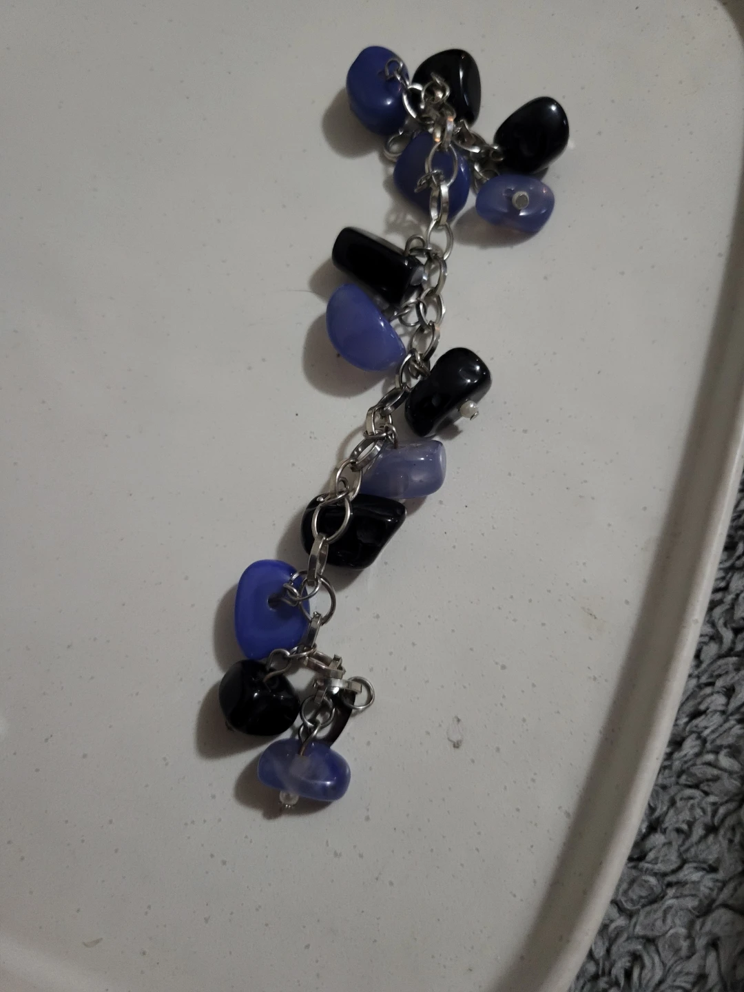 Charm Bracelet with Blue and Black Stones