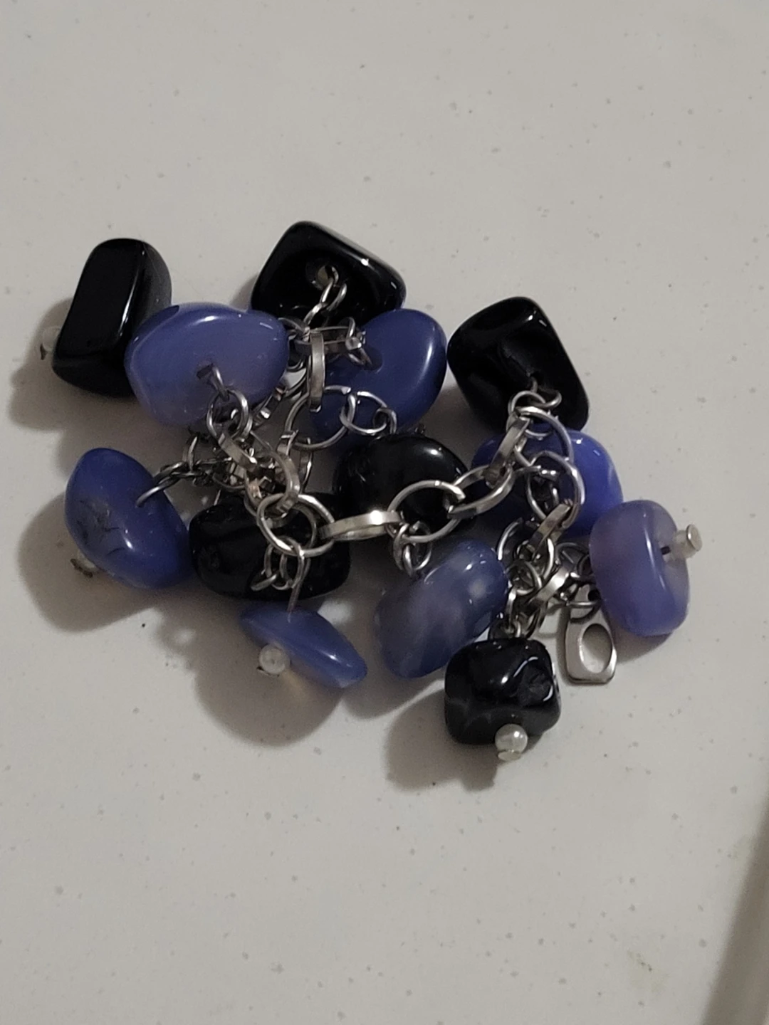 Charm Bracelet with Blue and Black Stones - photo 3