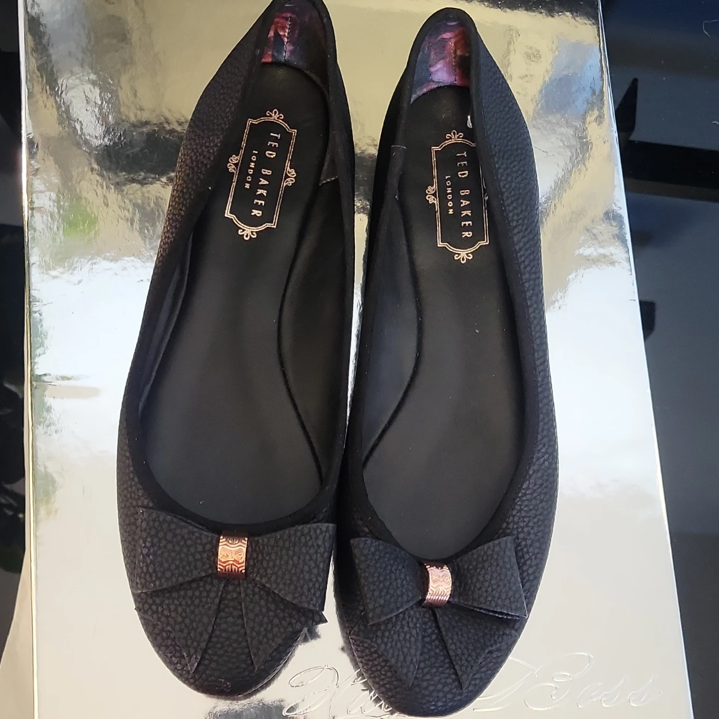 Ted Baker London Black Bow Ballet Flats - Women's Size 7 - photo 2