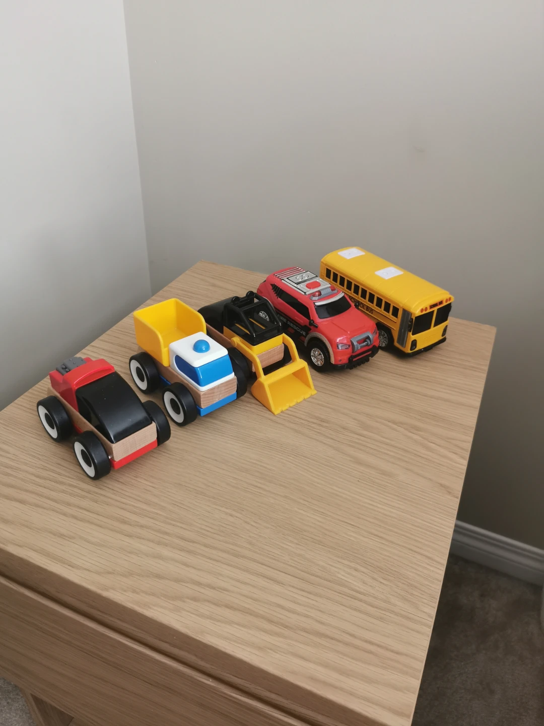 Set of 5 Wooden Toy Vehicles