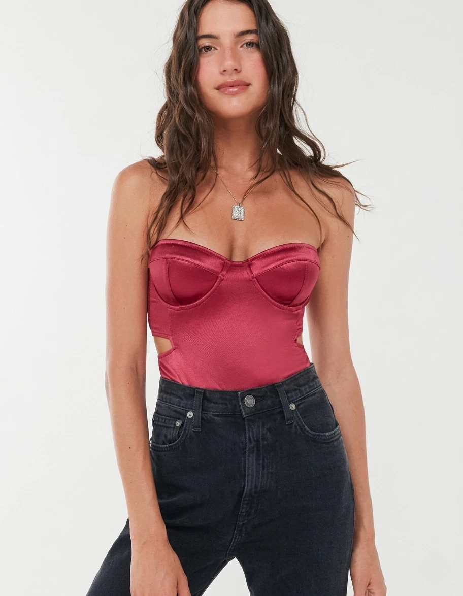 Out From Under Satin by Urban Outfitters Cutout Bodysuit XS