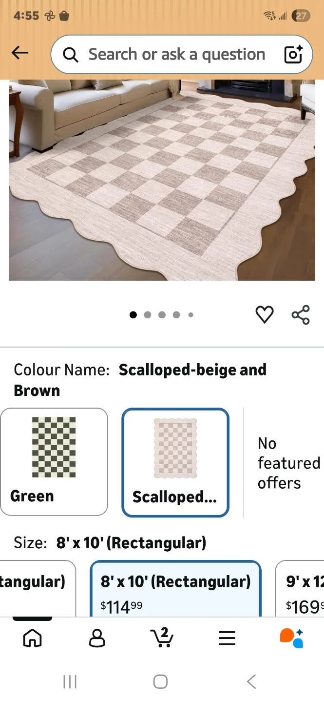 Scalloped Beige and Brown Area Rug - 8' x 10' - photo 3