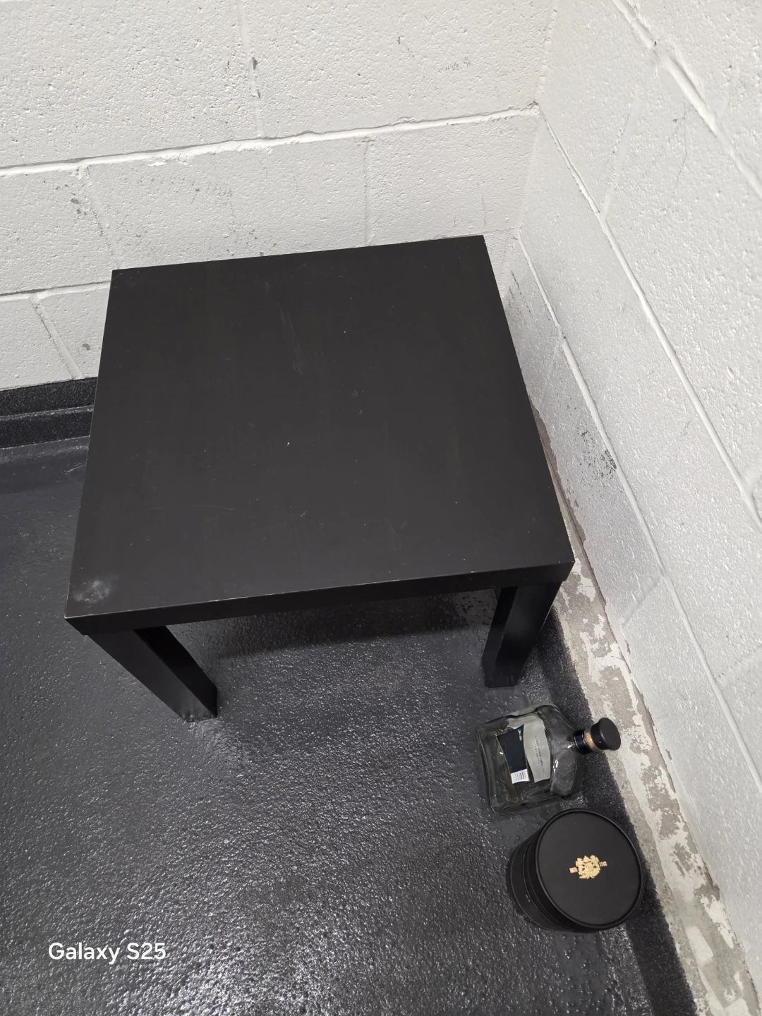 Black square side table