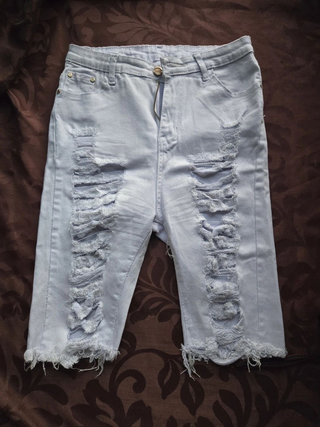 Light Wash Ripped Denim Shorts Size 28 - photo 4