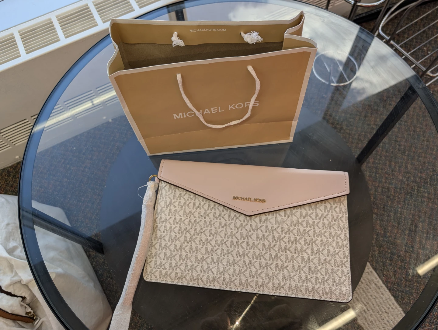 Michael Kors Pink & Beige Monogram Clutch Wristlet - photo 2
