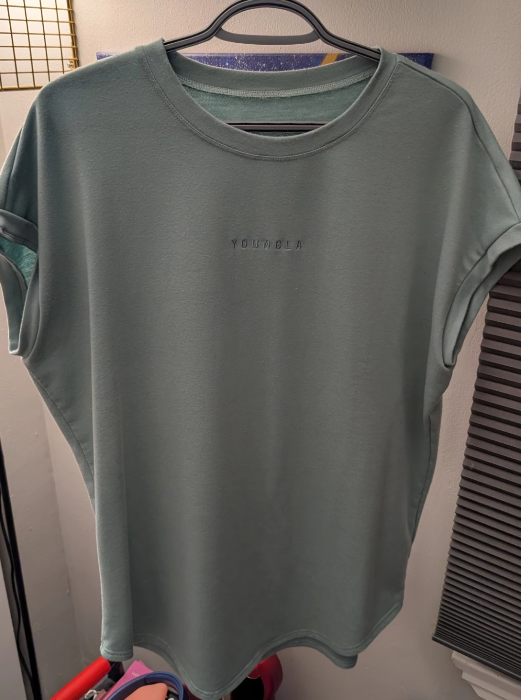 YOUNGLA Men's Medium Oversized Sleeveless Mint Color Shirt