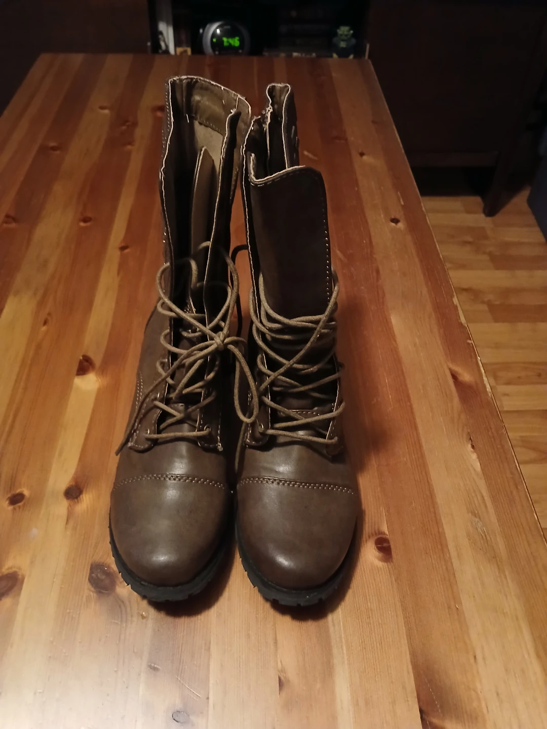 Brown Studded Combat Boots - photo 4
