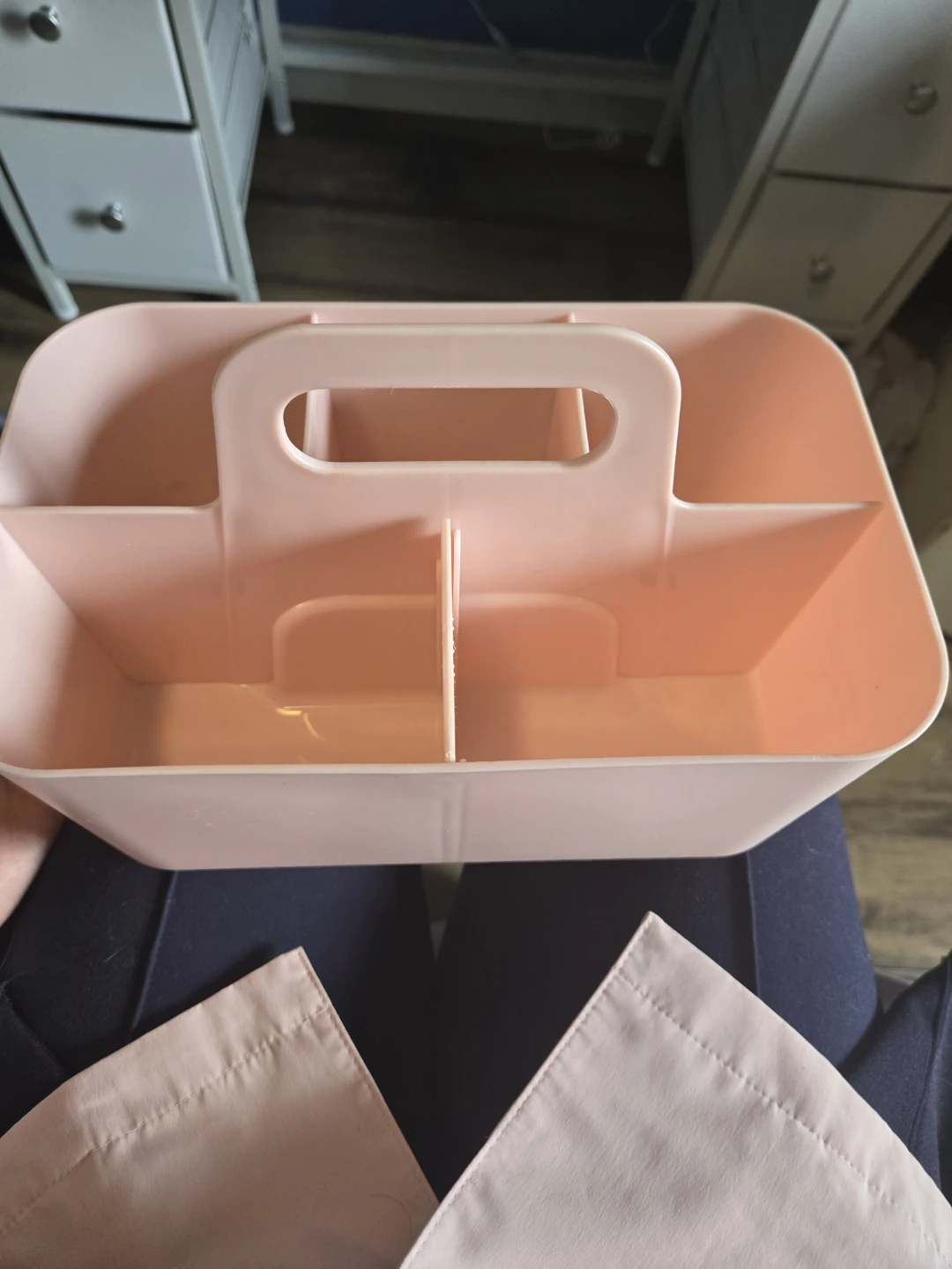 Pink Plastic Caddy Organizer with Handle