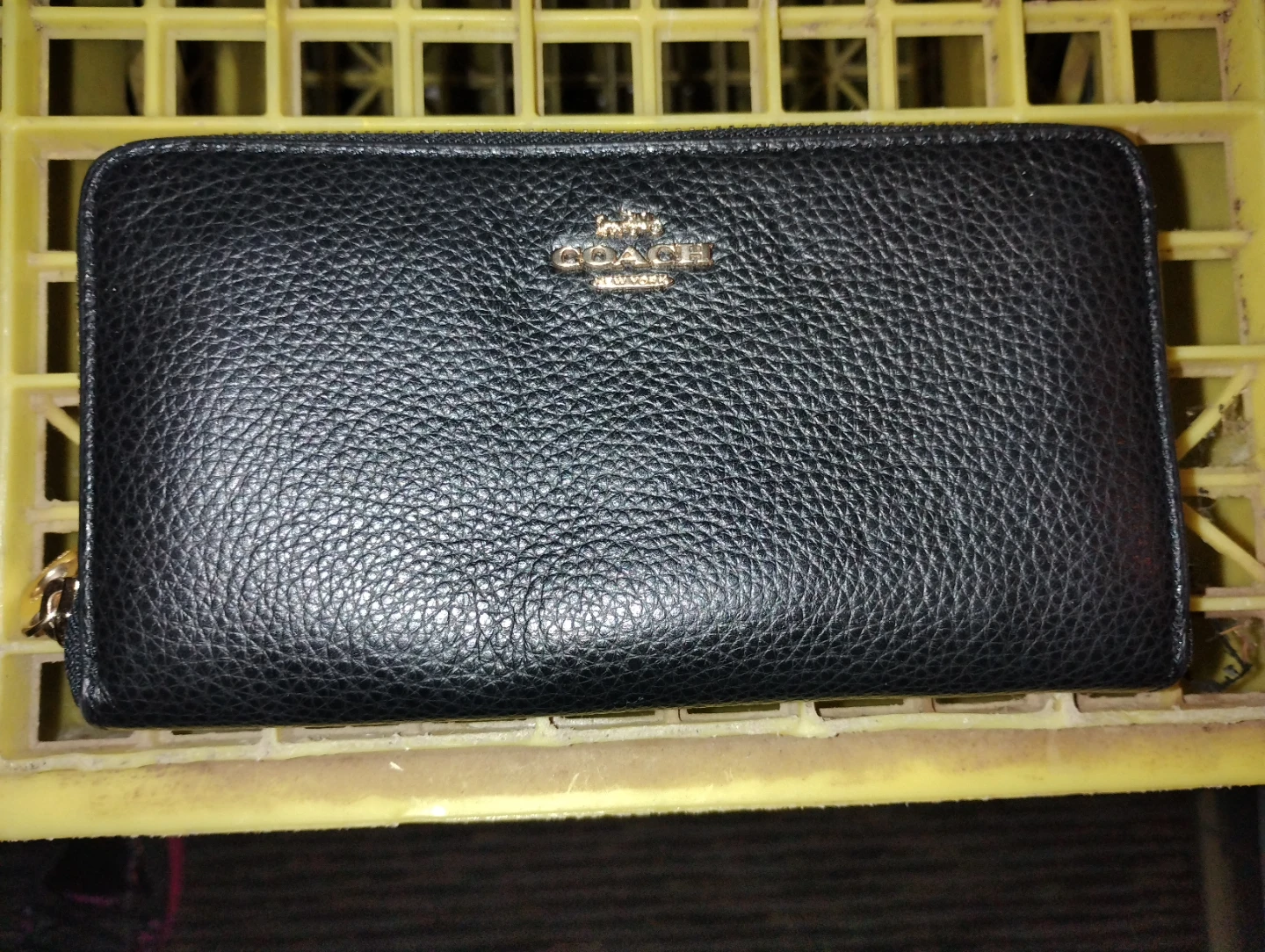 Coach Black Leather Zip Around Wallet