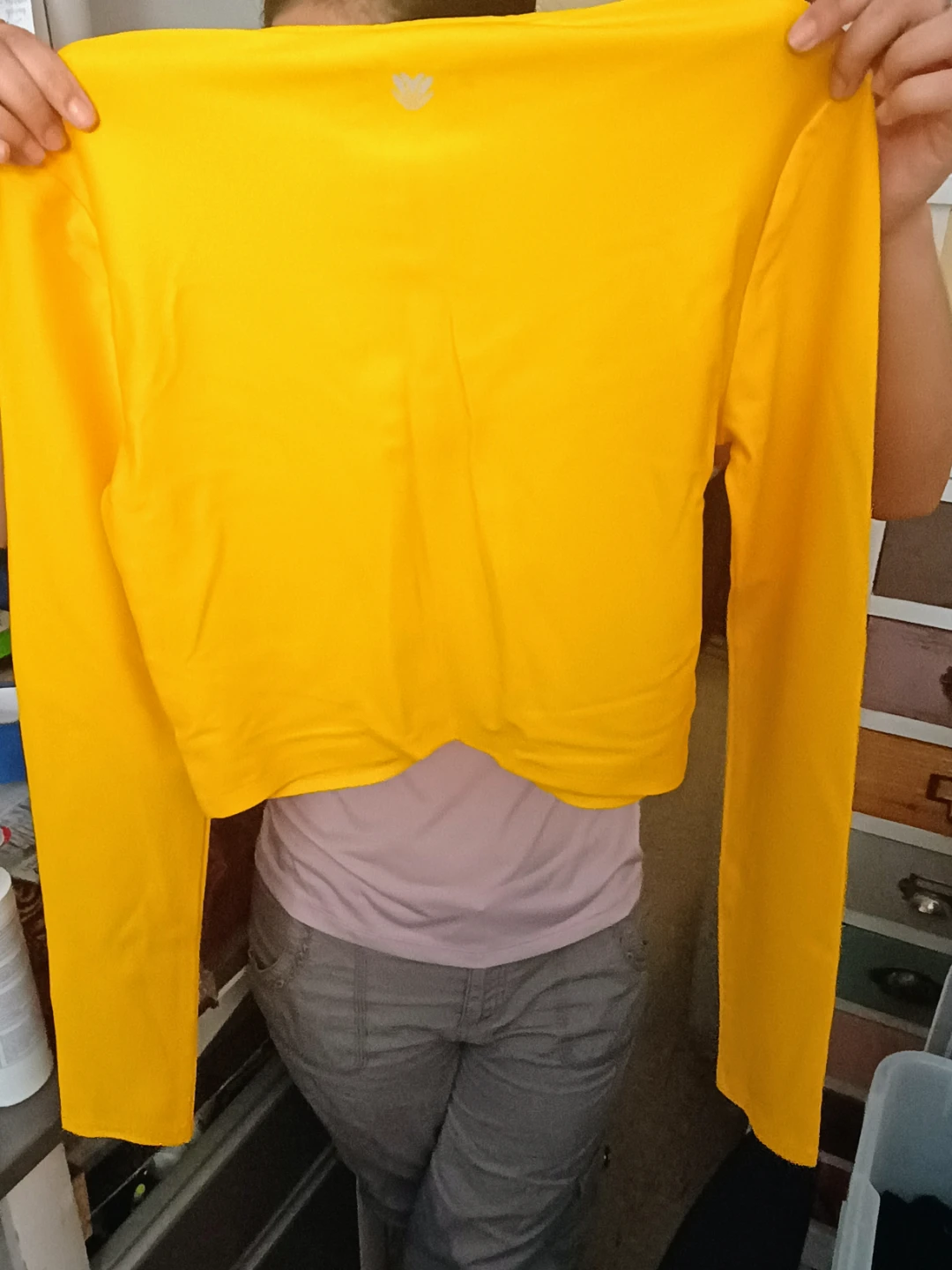 Yellow Long Sleeve Cropped Top - Forever 21 Size M