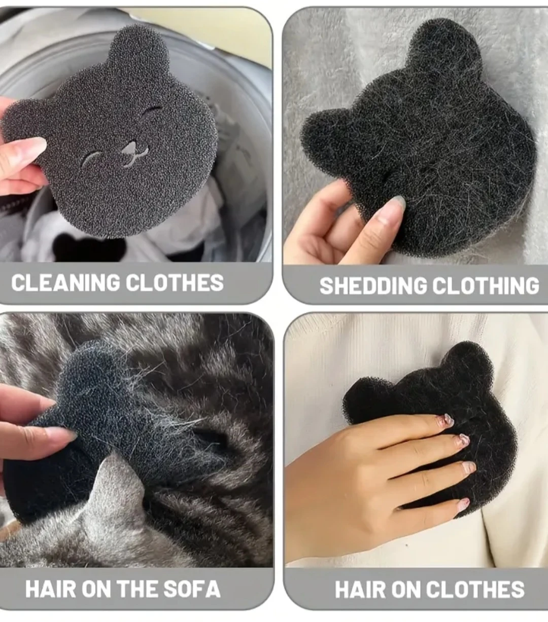 2 Bear Shaped Lint & Pet Hair Remover Sponge - photo 2