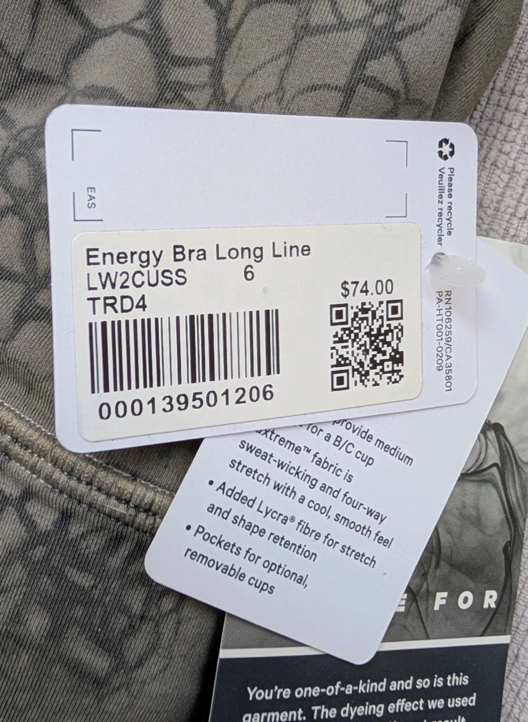 Brand New with Tags Lululemon Energy Bra Sports Bra Size 6 - photo 2