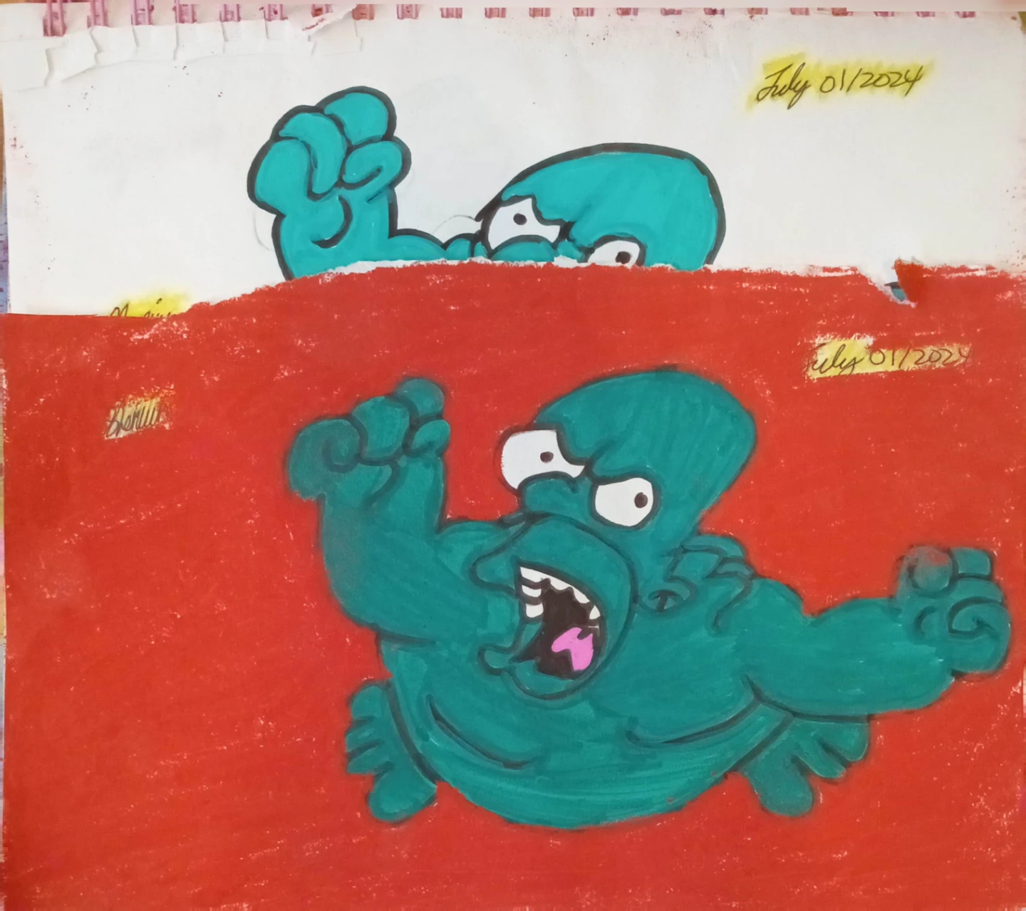 FABER-CASTELL RED BACKGROUND HOMER SIMPSON DRAWING - photo 3