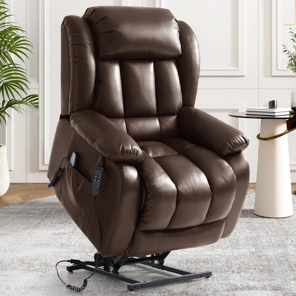 Brown Faux Leather Recliner Chair with Heat and Massage - photo 5