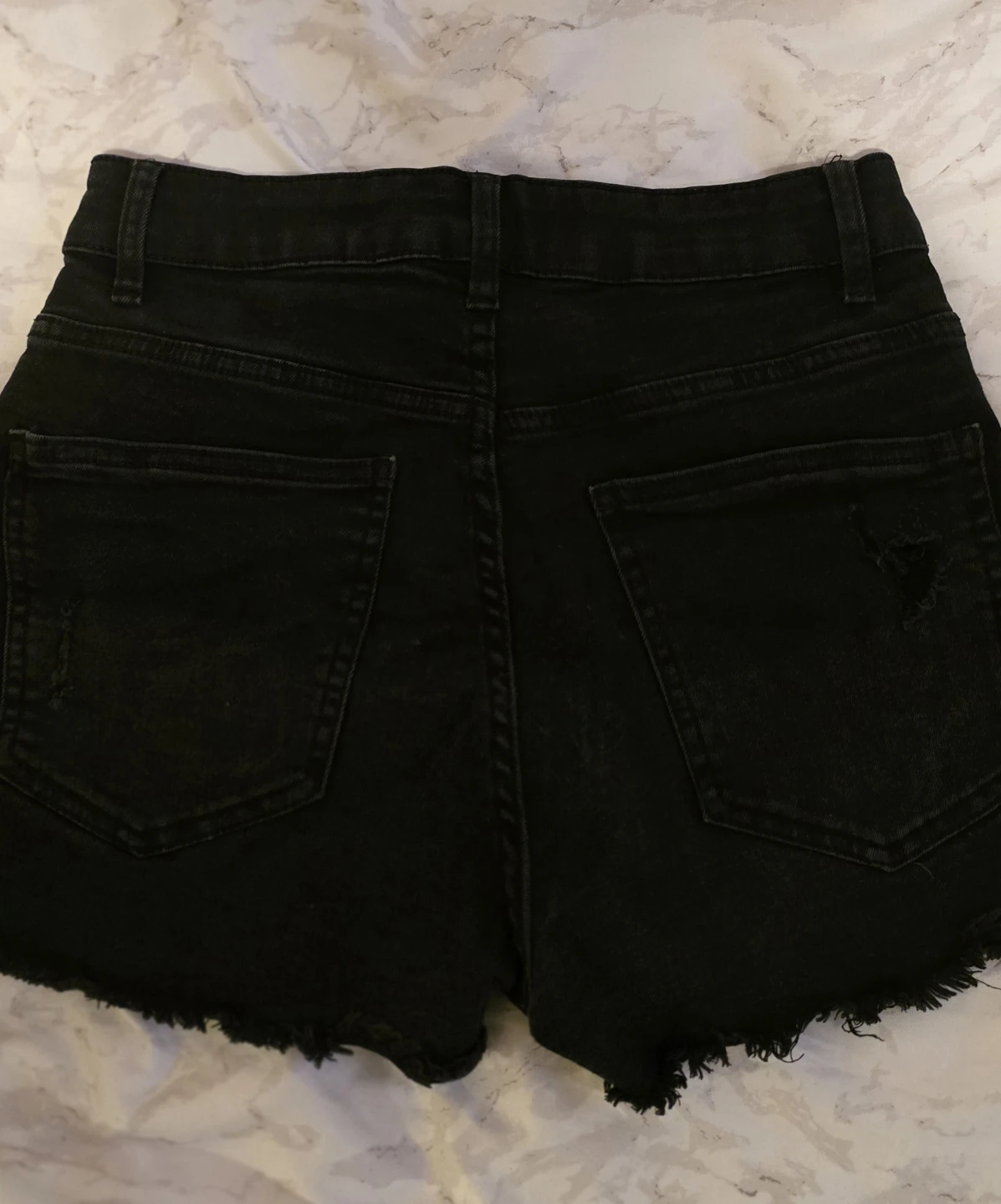 Refuge Cali Black Distressed Denim High Rise Shorts Size 3 - photo 2