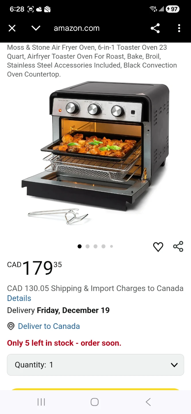 Moss & Stone Air Fryer Toaster Oven - photo 3