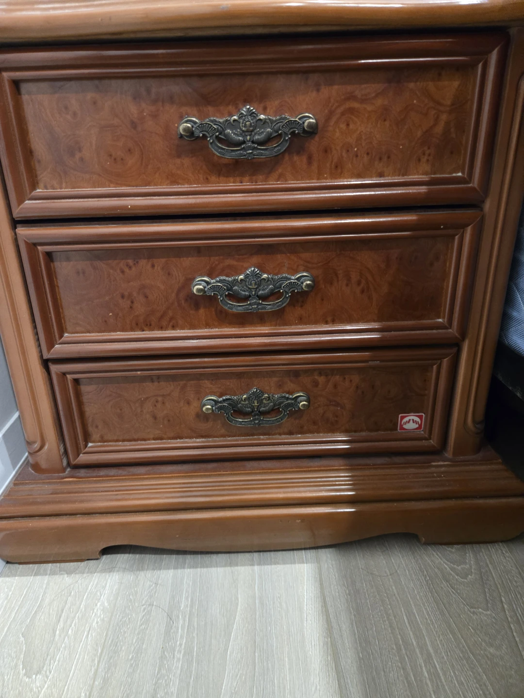 Wooden Nightstand with 3 Drawers