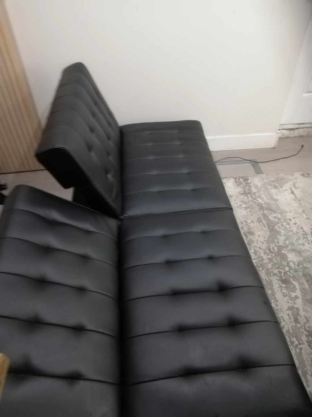Black Faux Leather Futon Sofa Bed - photo 3
