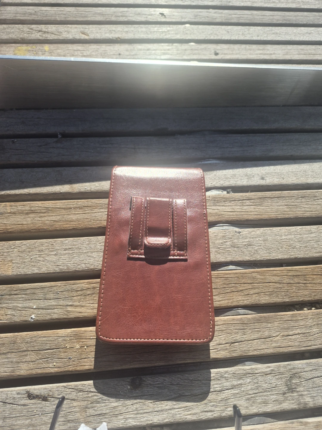 Brown Leather Pouch with Wolf Emblem - Belt Clip - photo 2