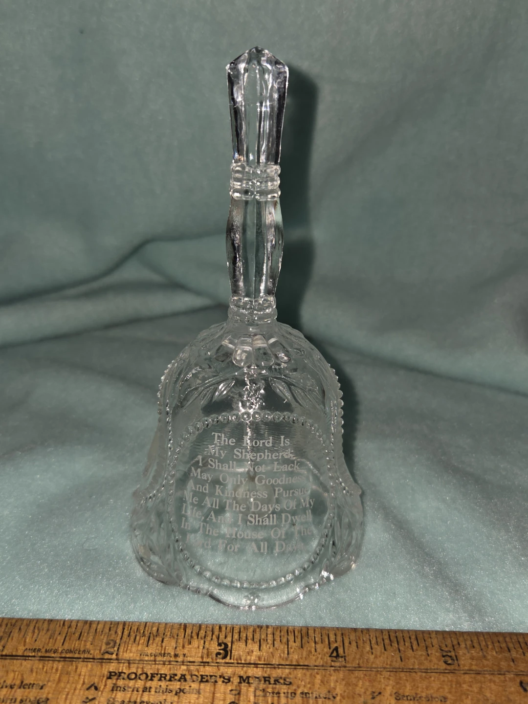 Glass Bell with "The Lord Is My Shepherd" Engraving