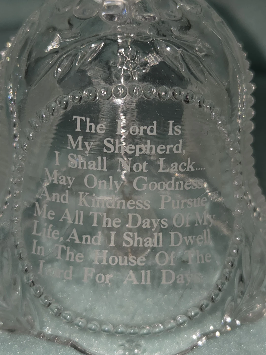 Glass Bell with "The Lord Is My Shepherd" Engraving - photo 2