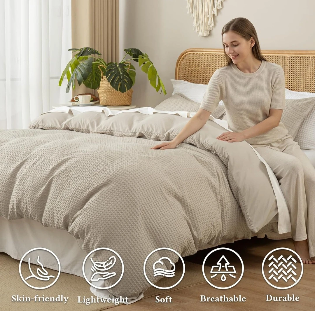 Luxury Linen 100% Cotton King Duvet Cover Set – 3 Pieces