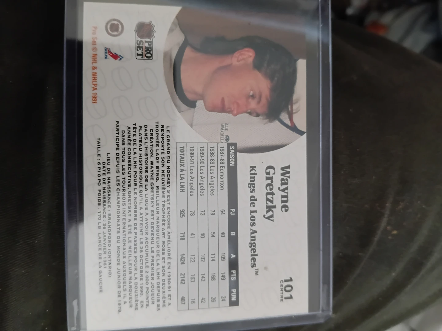 1991 Pro Set Wayne Gretzky Hockey Card - photo 2
