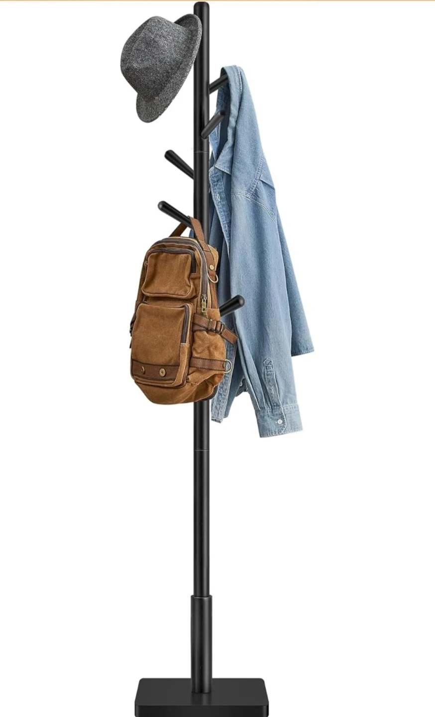 Black Coat Rack with 8 Sturdy Hooks - photo 2