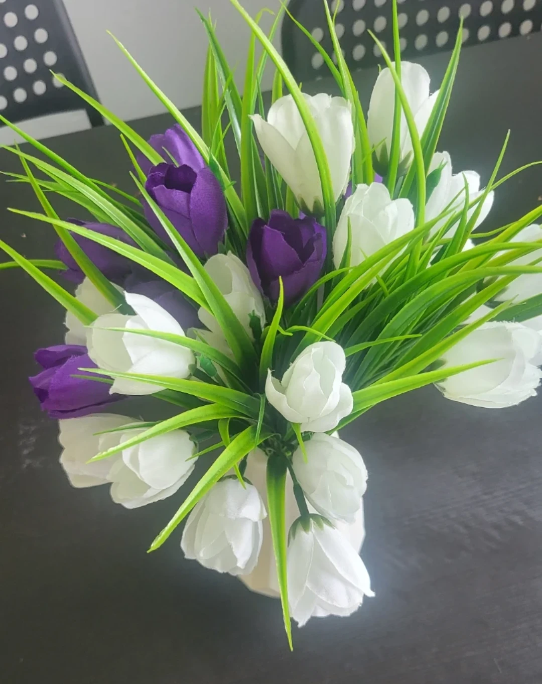Artificial Tulip Bouquet - Purple and White - photo 2