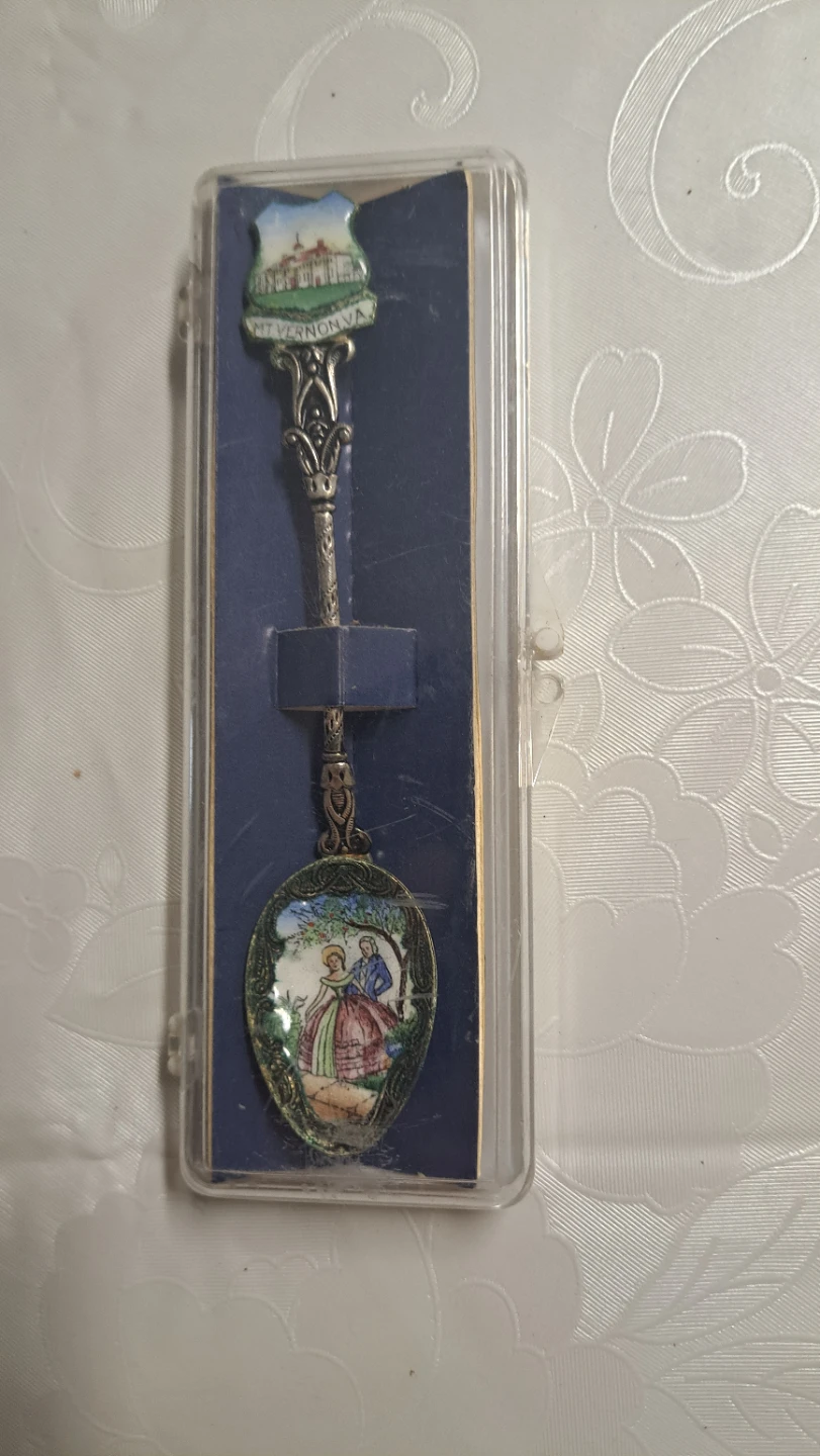 Souvenir Spoon with Town Crest and Couple Scene - photo 2