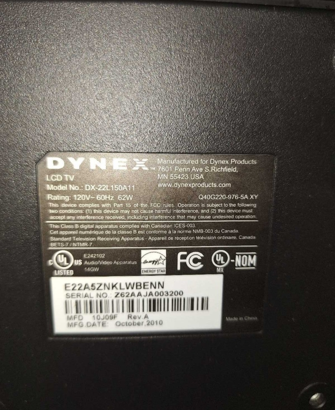 Dynex 22" LCD TV - Model DX-22L150A11 - photo 3