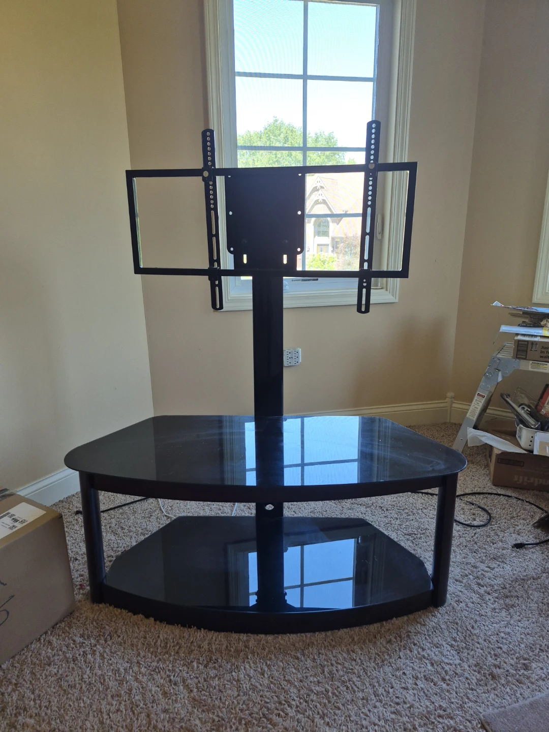 Black Corner TV Stand with Mount