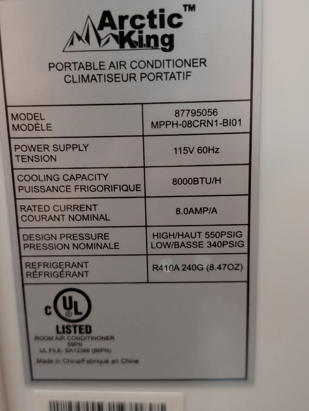 Arctic King Portable Air Conditioner - 8000 BTU - photo 3