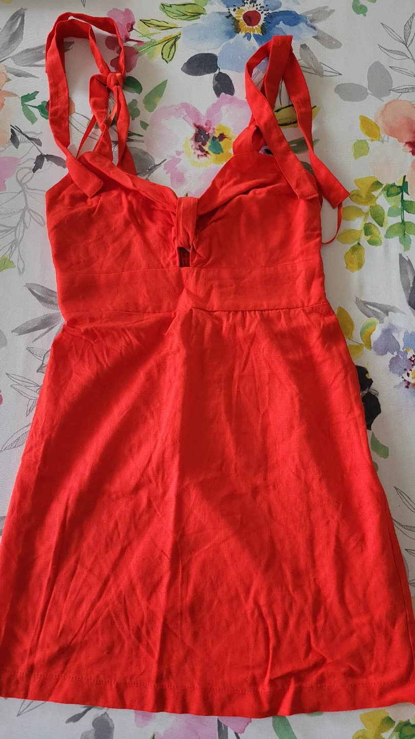 Monteau Los Angeles Red Smocked Sundress