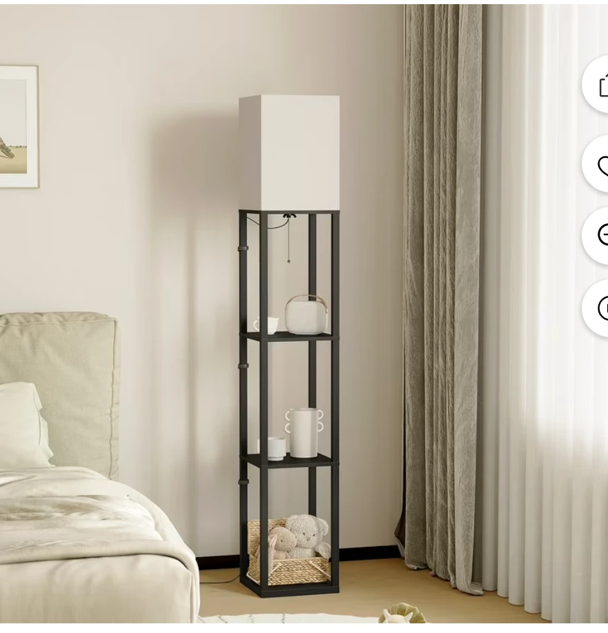Black Standing Lamp with Shelves - photo 2