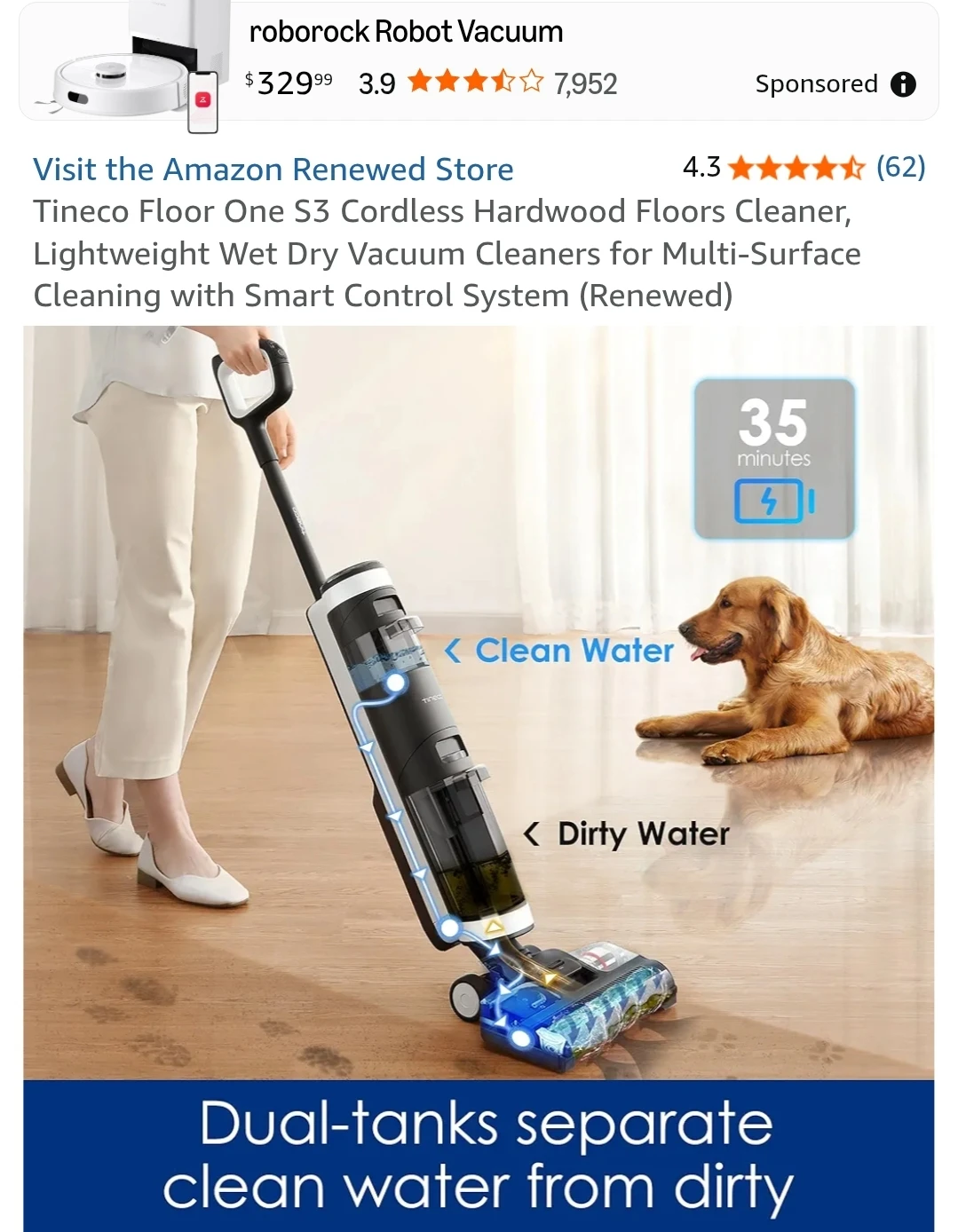 Wet Dry Vacuum Cleaner (Tineco Floor One S3 Cordless) - photo 2
