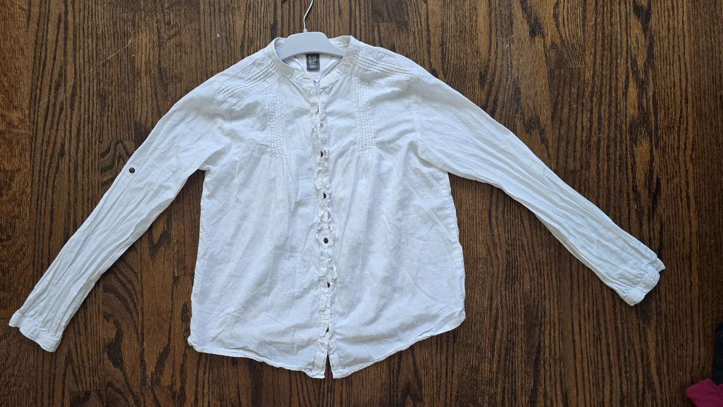 Zara Kids White Long Sleeve Blouse shirt Size 11-12 Years