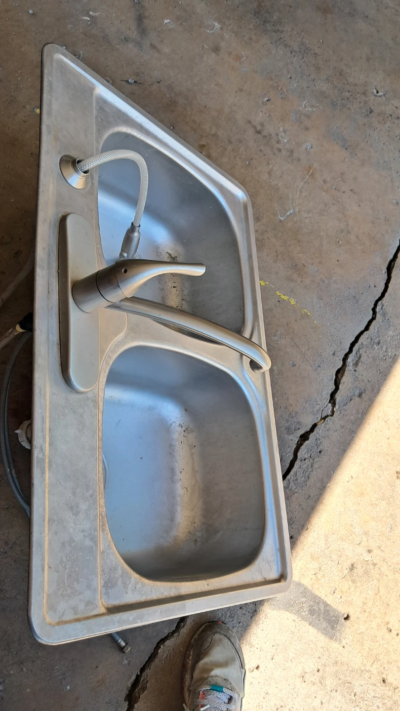 Double Basin Kitchen Sink with Faucet - photo 2