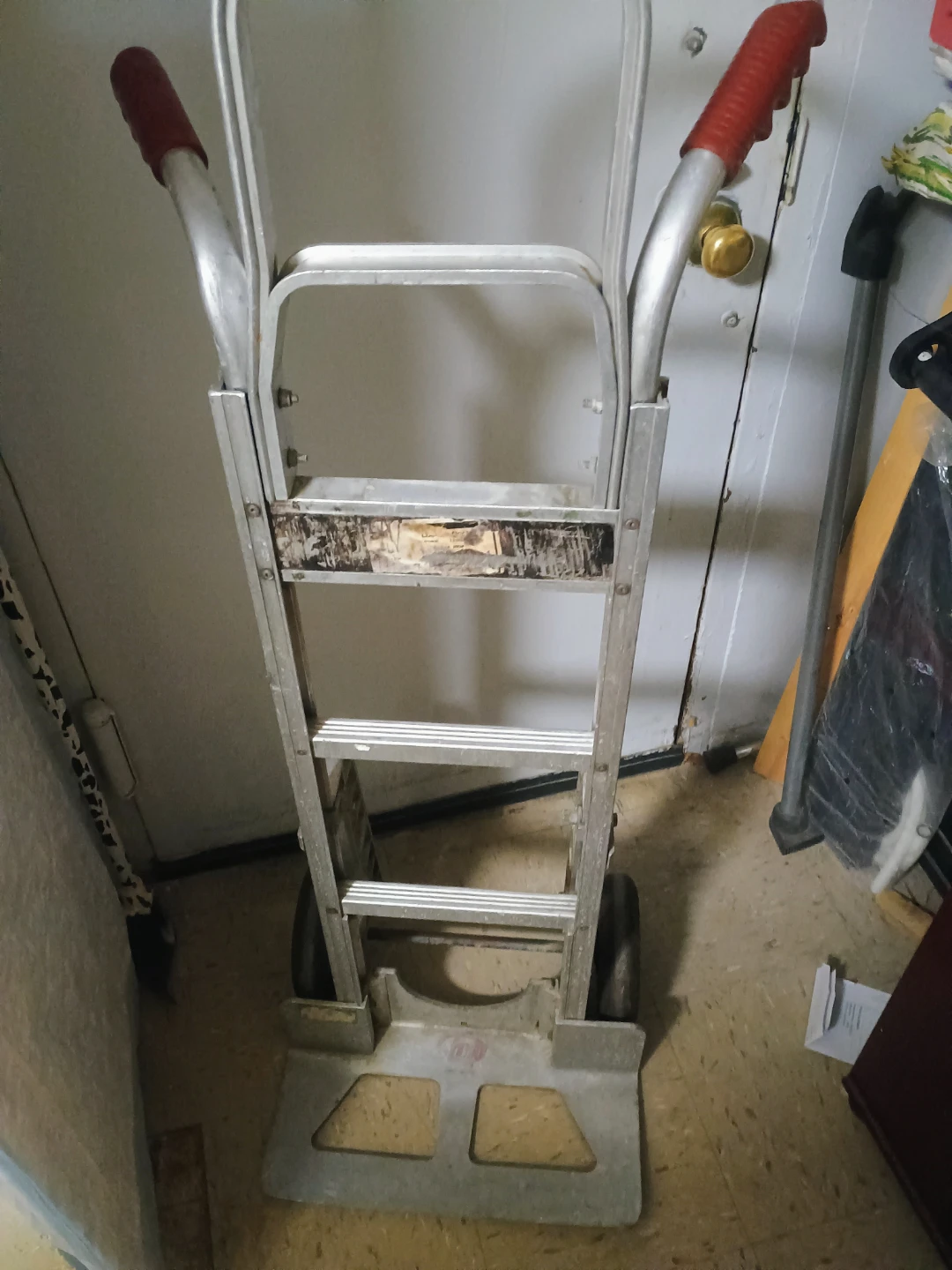 Aluminum Hand Truck Dolly with Red Grips