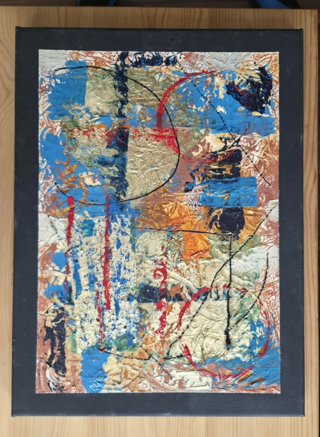 14x16 ins Abstract on black canvas